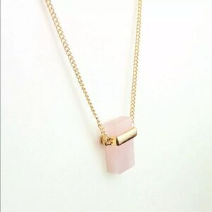 The Rose Quartz Gold Plated Long Chain With Rose Quartz pendant